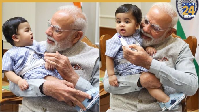 Who is PM Modi's 'young friend' seen playing in his lap in viral Instagram post? His name is..., father is...