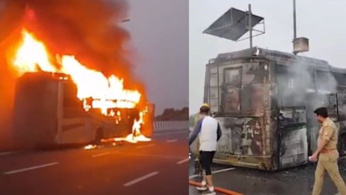 UP: Fire Breaks Out In Moving Bus, 5 Burnt Alive; Passengers Allege Driver Fled Without Informing Anyone